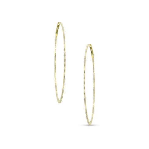 yellow gold diamond razor hoop earrings in 2.5 inch diameter <span class='visuallyhidden'>Call, text 323-404-2959 for shopping help.</span>